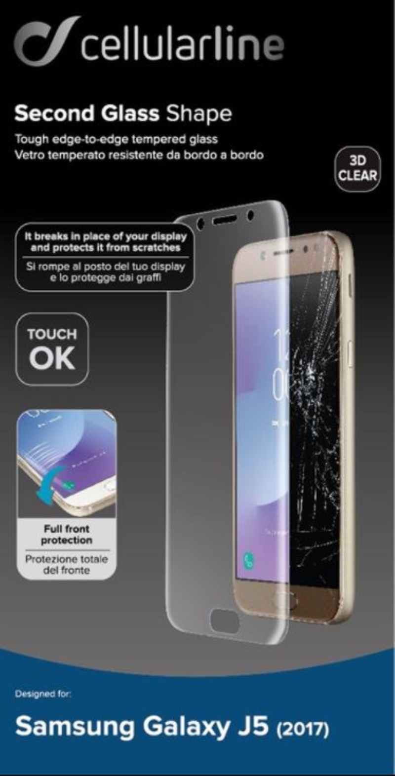 CELLULARLINE Pellicola protettiva in vetro temperato Cellular Line per Samsung Galaxy J5 2018